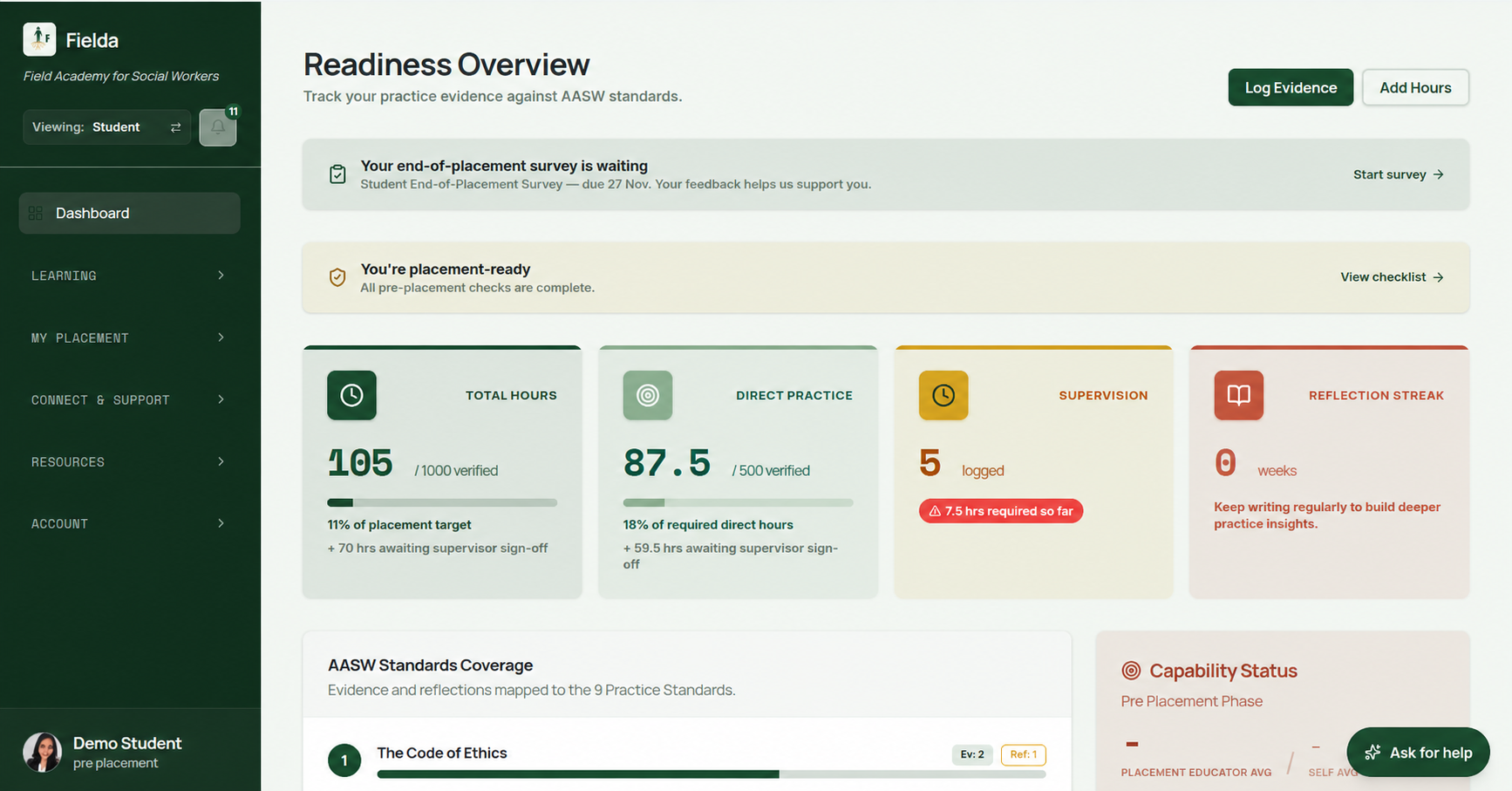 Fielda - Dashboard interface